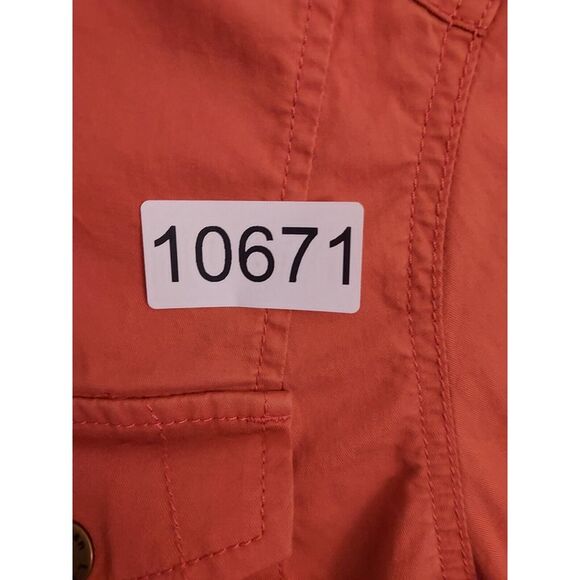 LL Bean Jacket Womens Medium Petite Utility Cargo Full Zip Pockets Salmon SPOTS - Picture 12 of 12